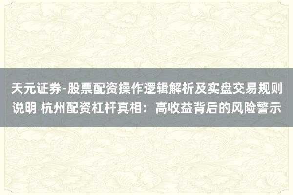 天元证券-股票配资操作逻辑解析及实盘交易规则说明 杭州配资杠杆真相：高收益背后的风险警示