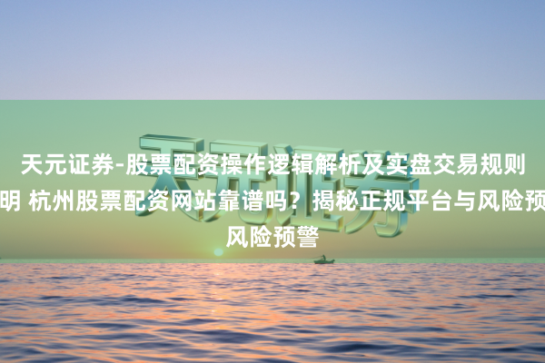 天元证券-股票配资操作逻辑解析及实盘交易规则说明 杭州股票配资网站靠谱吗？揭秘正规平台与风险预警