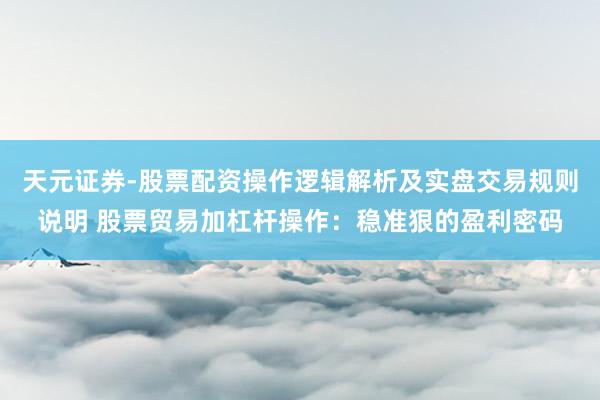 天元证券-股票配资操作逻辑解析及实盘交易规则说明 股票贸易加杠杆操作:稳准狠的盈利密码
