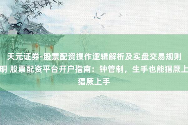天元证券-股票配资操作逻辑解析及实盘交易规则说明 股票配资平台开户指南：钟管制，生手也能猖厥上手