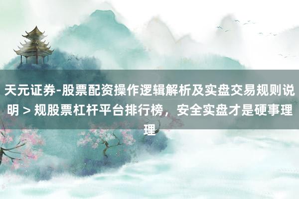 天元证券-股票配资操作逻辑解析及实盘交易规则说明 > 规股票杠杆平台排行榜，安全实盘才是硬事理