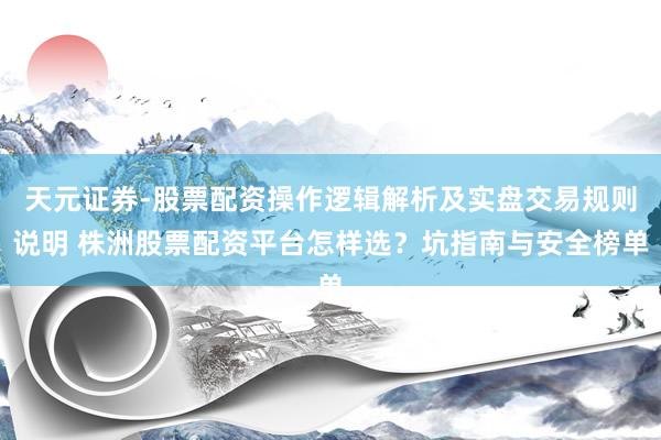 天元证券-股票配资操作逻辑解析及实盘交易规则说明 株洲股票配资平台怎样选？坑指南与安全榜单