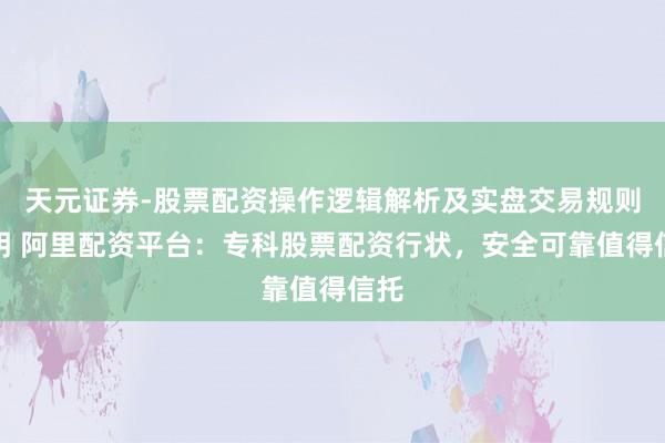 天元证券-股票配资操作逻辑解析及实盘交易规则说明 阿里配资平台：专科股票配资行状，安全可靠值得信托